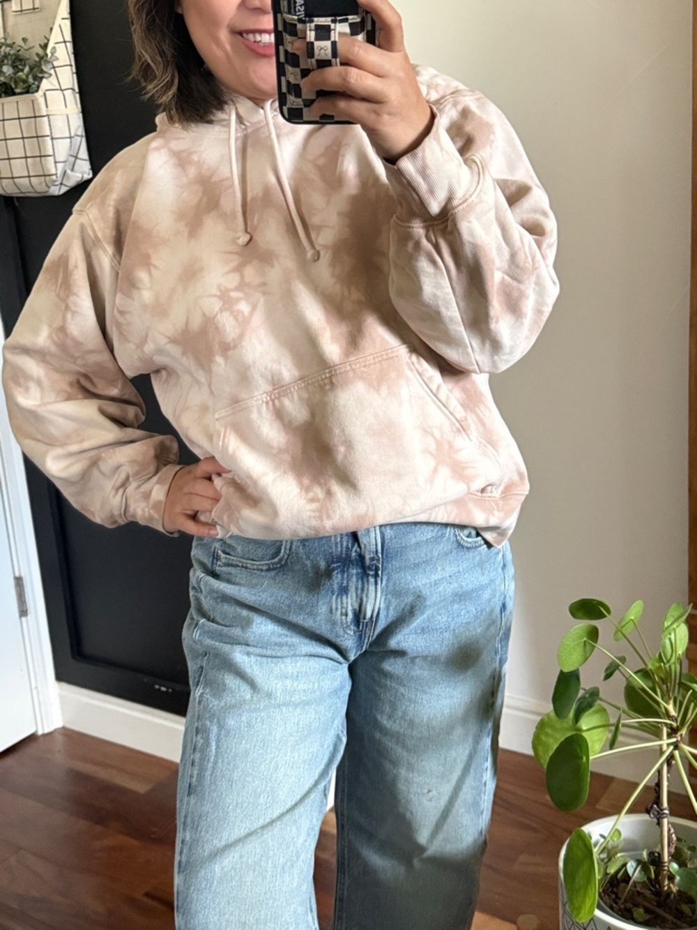 TnA tie Dyed Hoodie. Size 2 Oversized Tan